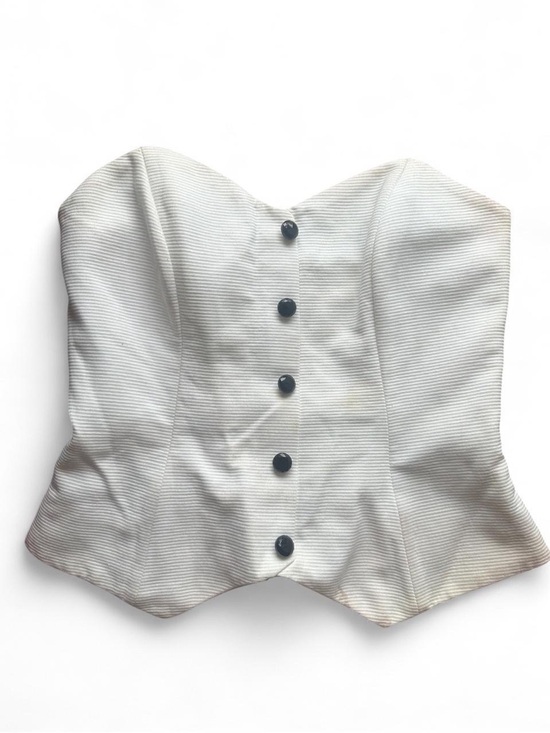 Dior Tops - Vintage Christian Dior white corset bustier top with black buttons. Size 2